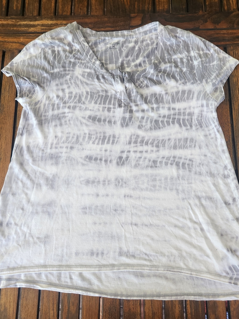 Women's Calvin Klein Gray Tie-Dye Short Sleeve Performance Tee Size Medium Soft